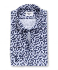 Navy Floral Slimline Shirt Navy