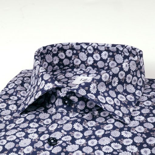 Stenströms Navy Floral Slimline Shirt Navy