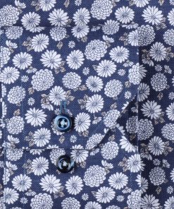 Navy Floral Slimline Shirt Navy