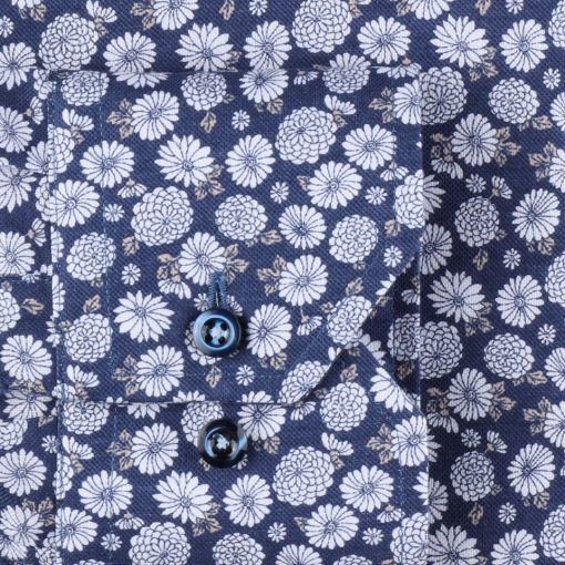 Stenströms Navy Floral Slimline Shirt Navy