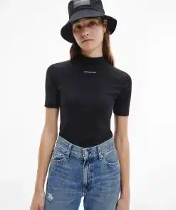 Calvin Klein Mock Neck T-shirt Black
