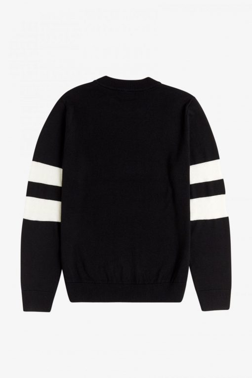 Fred Perry Tipped Sleeve Crew Neck Jumper Black