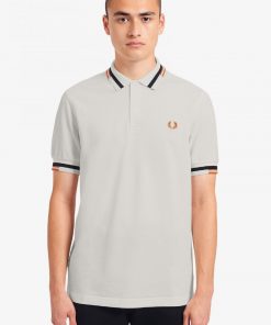 Fred Perry Abstract Tipped Polo Shirt Snow White