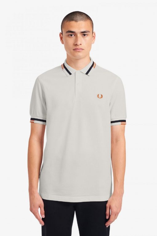 Fred Perry Abstract Tipped Polo Shirt Snow White