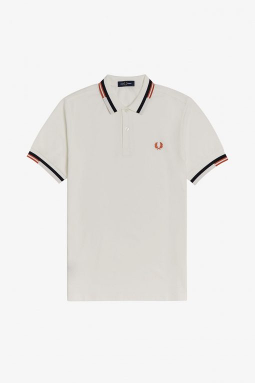 Fred Perry Abstract Tipped Polo Shirt Snow White