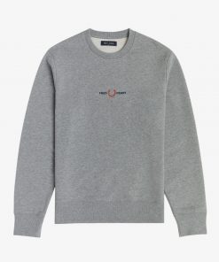Fred Perry Embroidered Sweatshirt Steel Marl