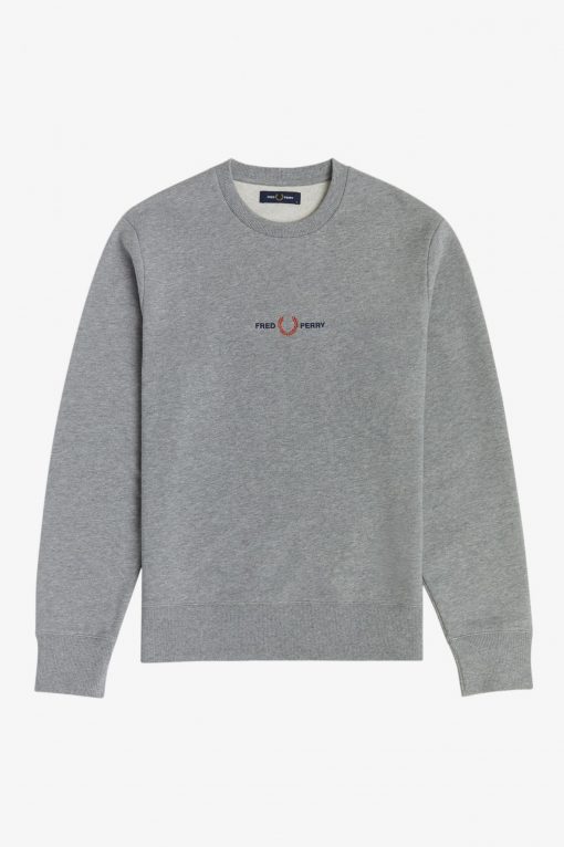 Fred Perry Embroidered Sweatshirt Steel Marl