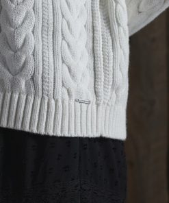 Superdry Dropped Shoulder Cable Crew Neck Jumper Winter White