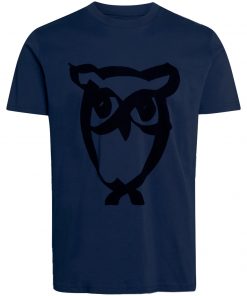 Knowledge Cotton Apparel Alder Brused Owl Tee Total Eclipse
