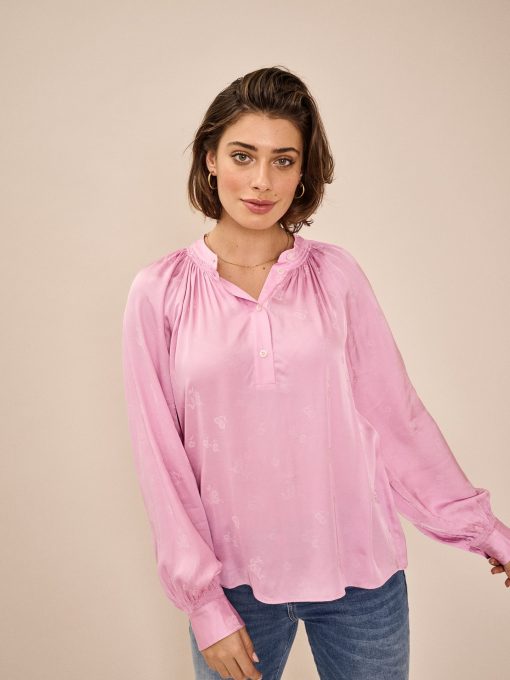 Mos Mosh Quin Jacquard Blouse Bubble Pink