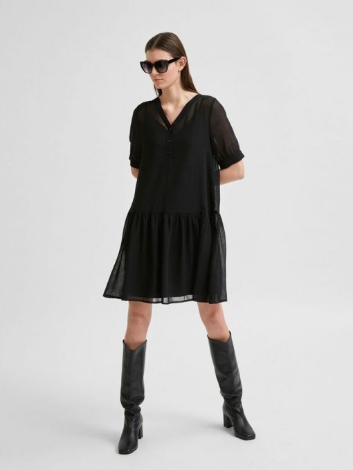 Selected Femme Abigail Short Dress Black