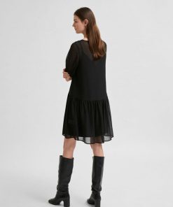 Selected Femme Abigail Short Dress Black