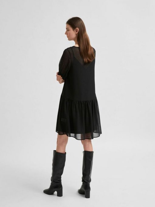 Selected Femme Abigail Short Dress Black