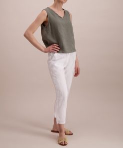 Balmuir Louise Linen Trousers White