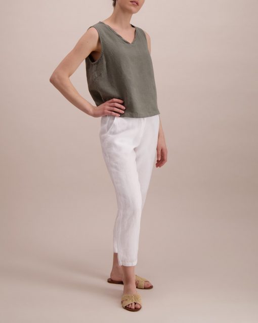 Balmuir Louise Linen Trousers White