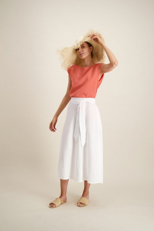 Balmuir Lena Linen Skirt White