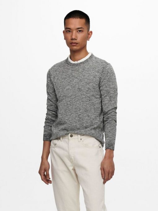 Only & sons Flex Linen Crewneck Black