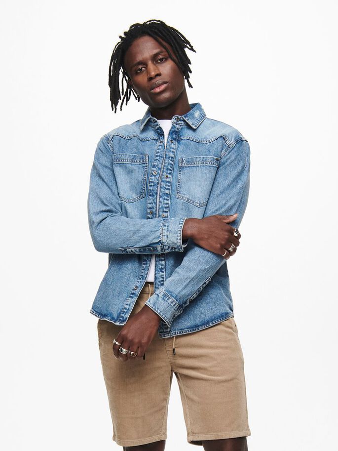 Buy Only & Sons Denim Overshirt Blue - Scandinavian Fashion Buy Only & Sons Denim Overshirt Blue - Scandinavian Fashion