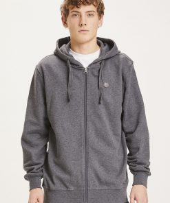 Knowledge Cotton Apparel Elm Zip Hood Basic Badge Sweat Phantom
