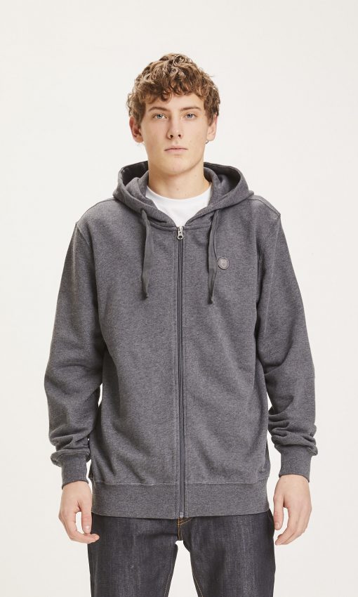Knowledge Cotton Apparel Elm Zip Hood Basic Badge Sweat Phantom