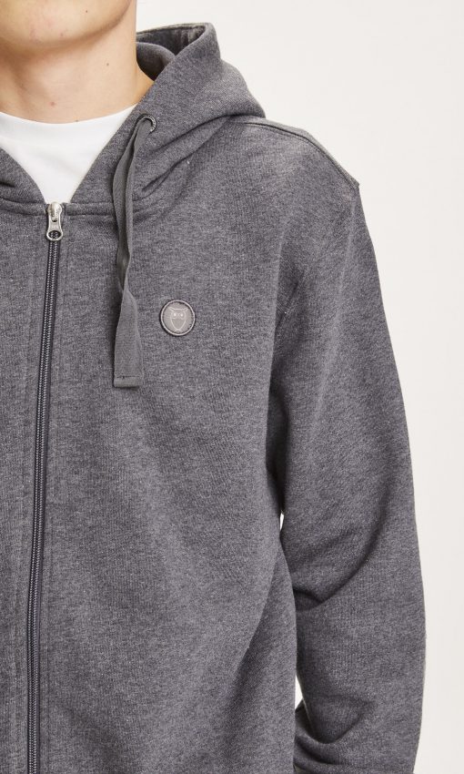 Knowledge Cotton Apparel Elm Zip Hood Basic Badge Sweat Phantom