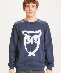 Knowledge Basic Owl Print Sweat Dark Navy