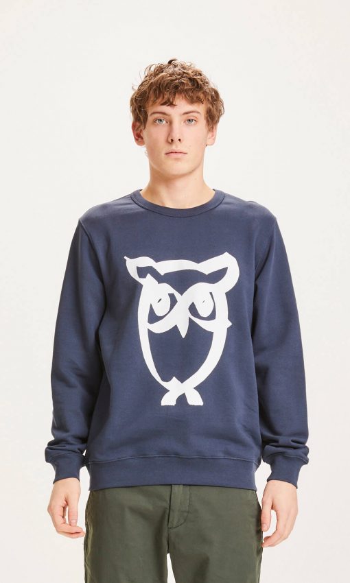 Knowledge Basic Owl Print Sweat Dark Navy