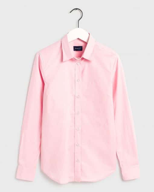 Gant Woman Solid Stretch Shirt Preppy Pink