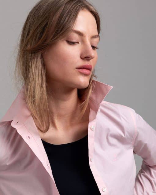 Gant Woman Solid Stretch Shirt Preppy Pink