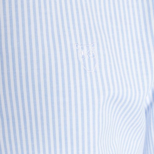 Knowledge Cotton Apparel Elder Striped Owl Shirt Blue
