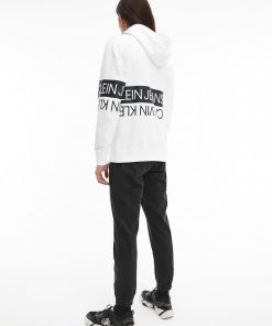 Calvin Klein Mirrored Logo Hoodie Bright White