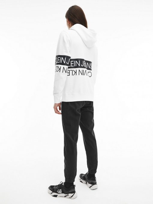 Calvin Klein Mirrored Logo Hoodie Bright White