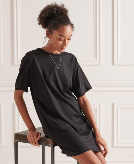 Superdry Cotton Modal T-Shirt Dress Black