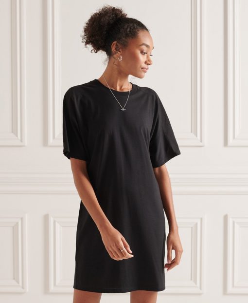 Superdry Cotton Modal T-Shirt Dress Black