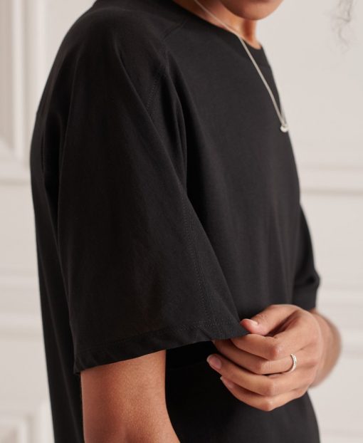 Superdry Cotton Modal T-Shirt Dress Black