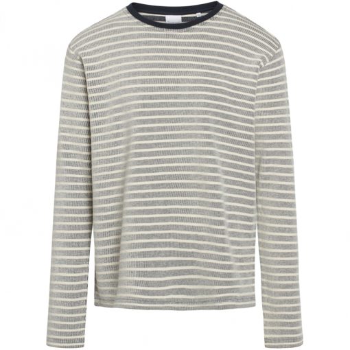 Knowledge Cotton Apparel Locust Striped Long Sleeve Blue