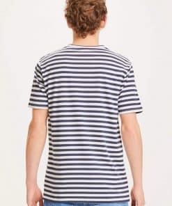 Knowledge Cotton Apparel Alder Mercerized Striped Tee Total Eclipse