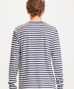 Knowledge Cotton Apparel Locust Mercerized Striped Long Sleeve Total Eclipse