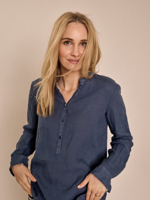 Mos Mosh Danna Linen Blouse Vintage Indigo