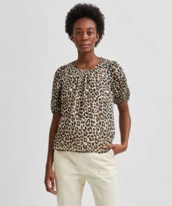 Selected Femme Tilda 3/4 Top Leopard