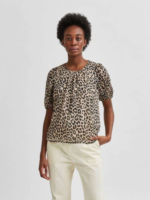 Selected Femme Tilda 3/4 Top Leopard