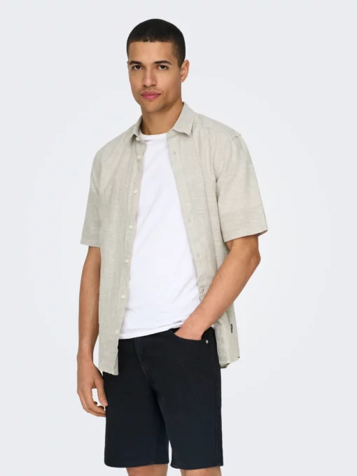 Only & Sons Caiden Life Linen Solid Shirt Chinchilla