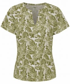 Part Two Gesina T-shirt Olive Drab Block Print