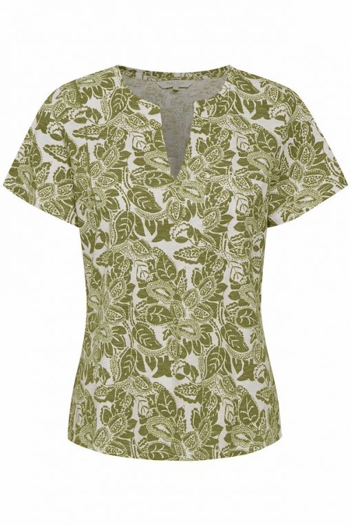 Part Two Gesina T-shirt Olive Drab Block Print