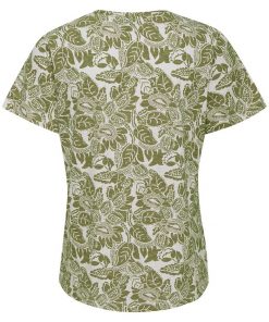 Part Two Gesina T-shirt Olive Drab Block Print