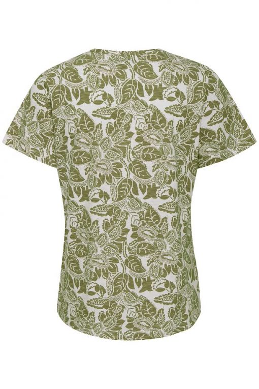 Part Two Gesina T-shirt Olive Drab Block Print