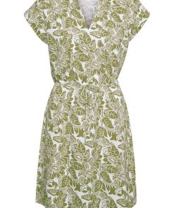 Part Two Ilima Dress Olive Drab Block Print