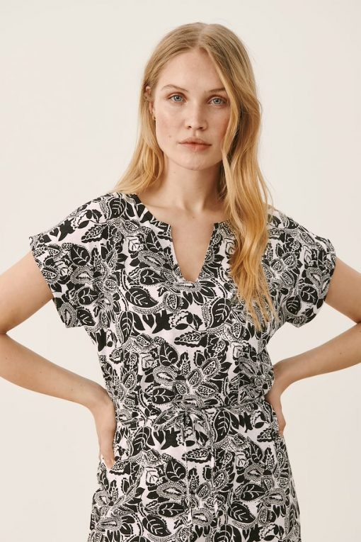Part Two Ilima Dress Black Block Print