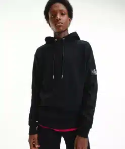 Calvin Klein Waffle Knit Badge Hoodie Black