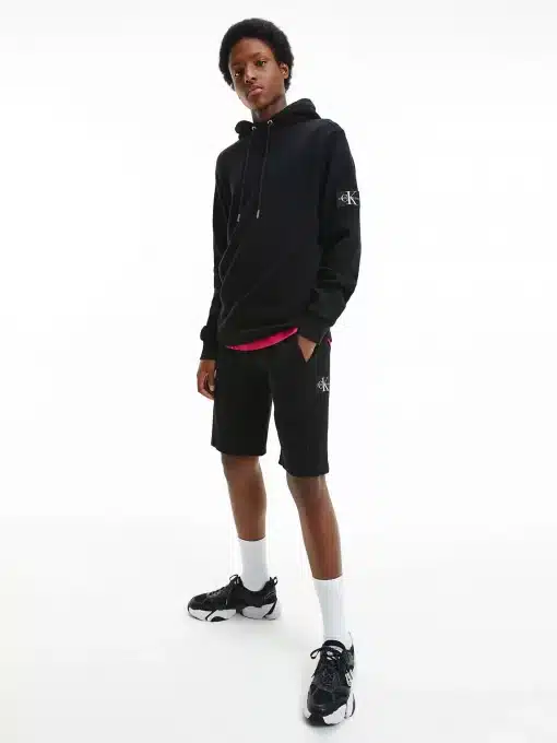 Calvin Klein Waffle Knit Badge Hoodie Black
